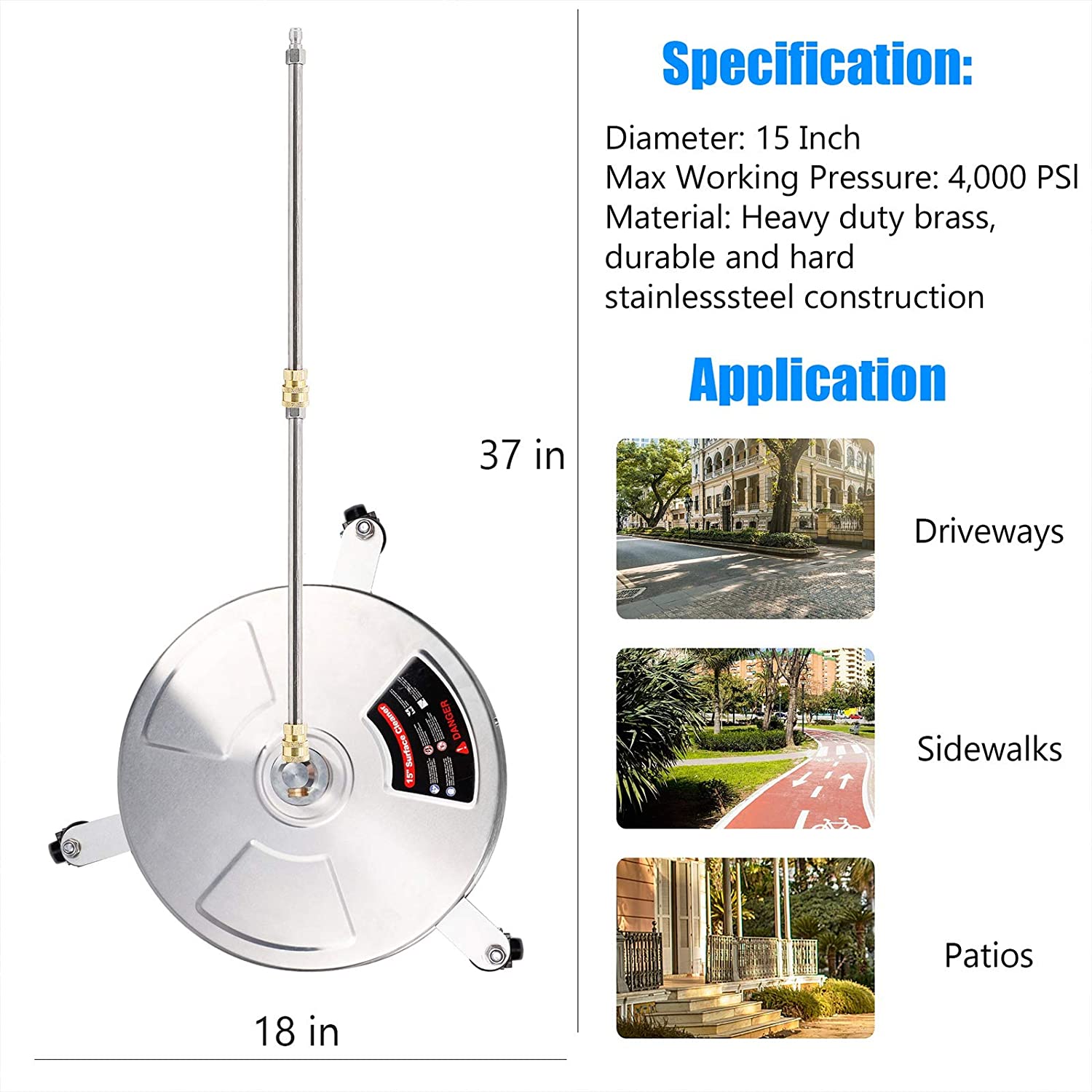 4000PSI 15 Inch Hogedrukreinig - Wheel Cleaner Alloy recensie en prijs